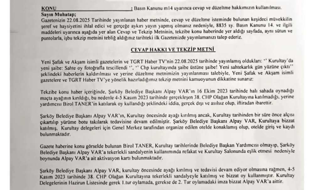 Başkan Şarıkurt'tan ‘Alpay Var' Açıklaması “Kurultayda Bulunduğuna Taniklik Edi̇yorum”