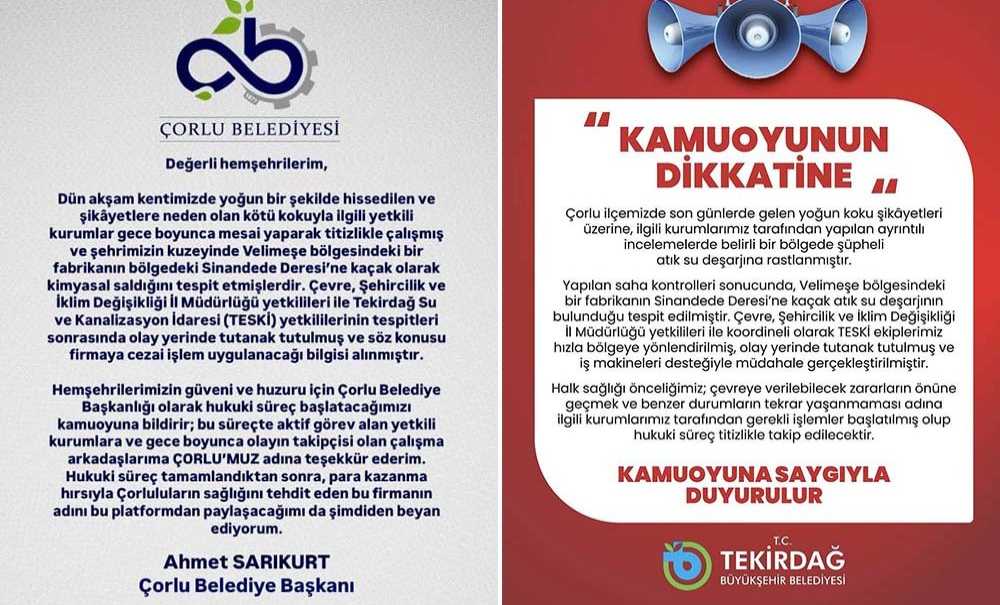 Çorlu Halkı ‘Zehirleniyor'!