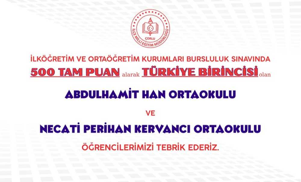 Çorlu'dan 2 Öğrenci, 500 Tam Puan Yaptı