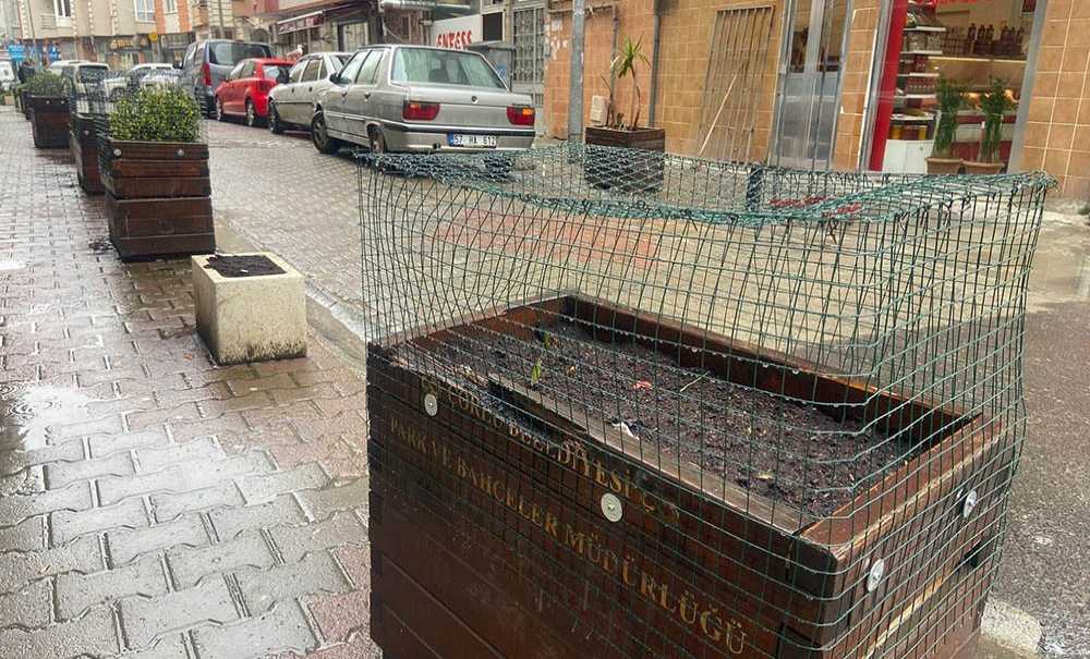 Esnaf Saksılara Çöp Atılmaması İçin Önlem Aldı
