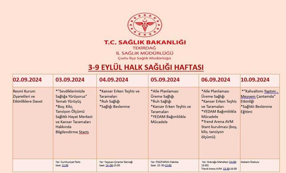 Halk Sağlığı Haftası'nda Etkinlikler Düzenlenecek