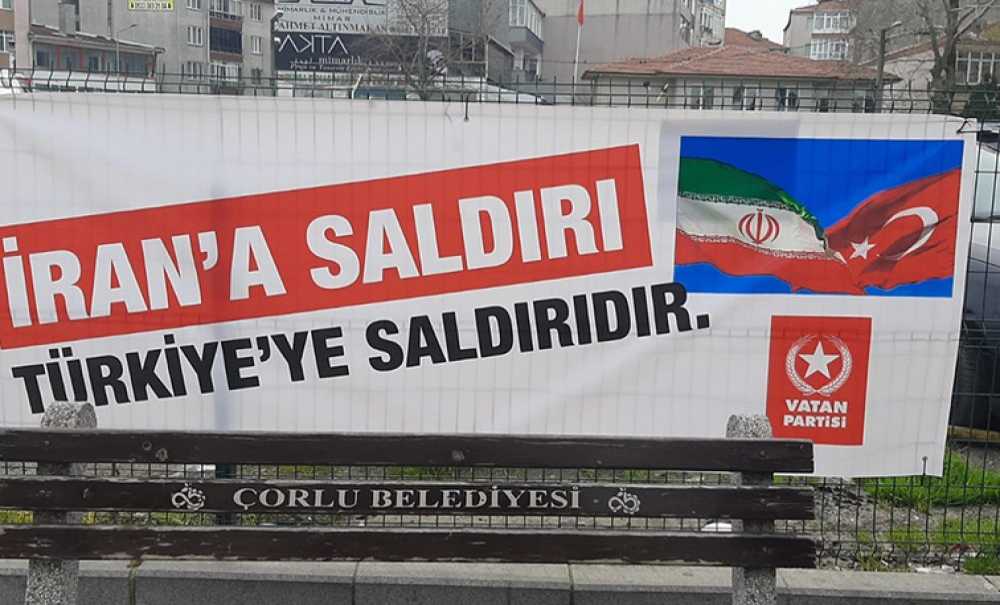 İran'a Destek Pankartları Astılar