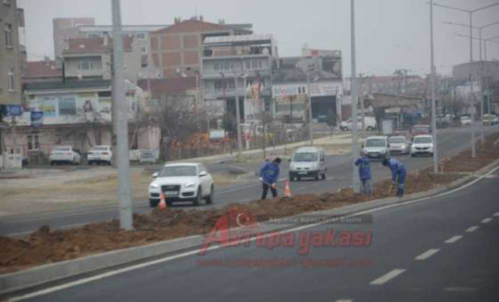 Tekirdağ Girişinde Refüj Çalışması
