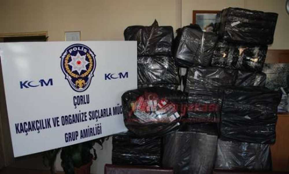 Çorlu Polisi Kaçak Sigara Ve İçki Ele Geçirdi