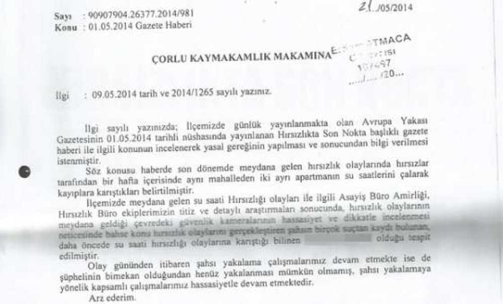 Tekirdağ Valiliği'ne Teşekkür Ediyoruz