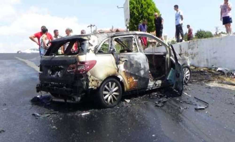 Kaza Sonrası Otomobil Yandı