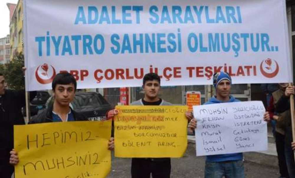 Bbp'lilerden Çorlu Adliyesi'ne Siyah Çelenk