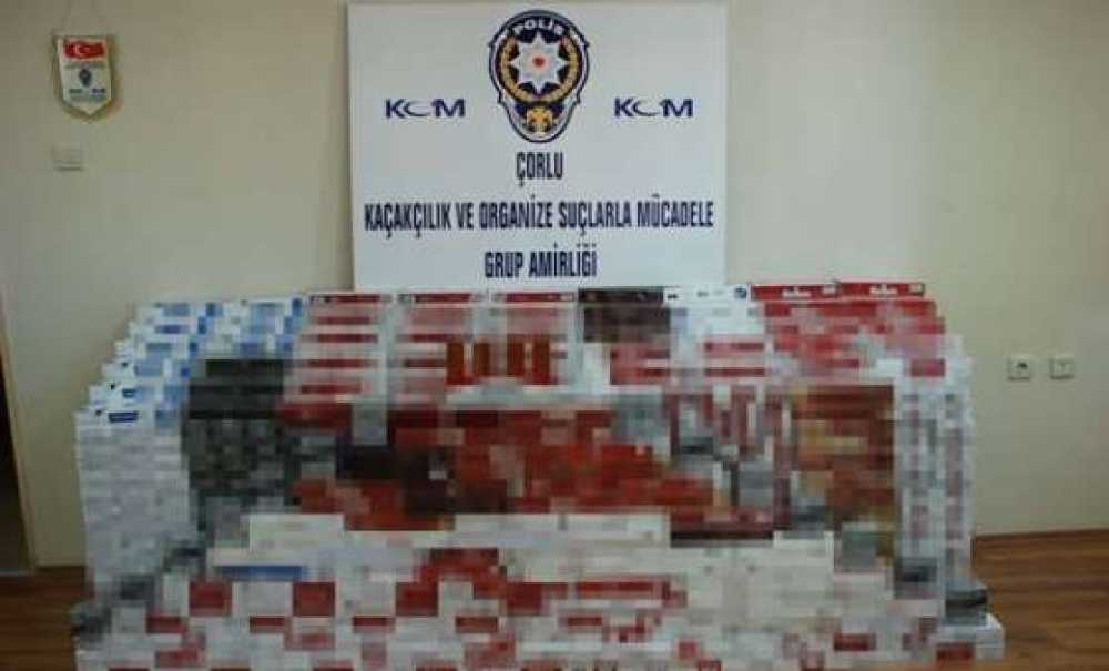 Çorlu`da Bin 500 Paket Kaçak Sigara 2 Bin Adet Makaron Ele Geçirildi