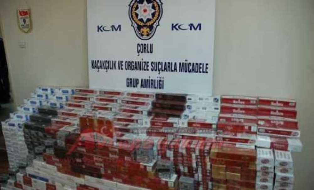 Çorlu Kom 6 Bin Paket Kaçak Sigara Ele Geçirdi