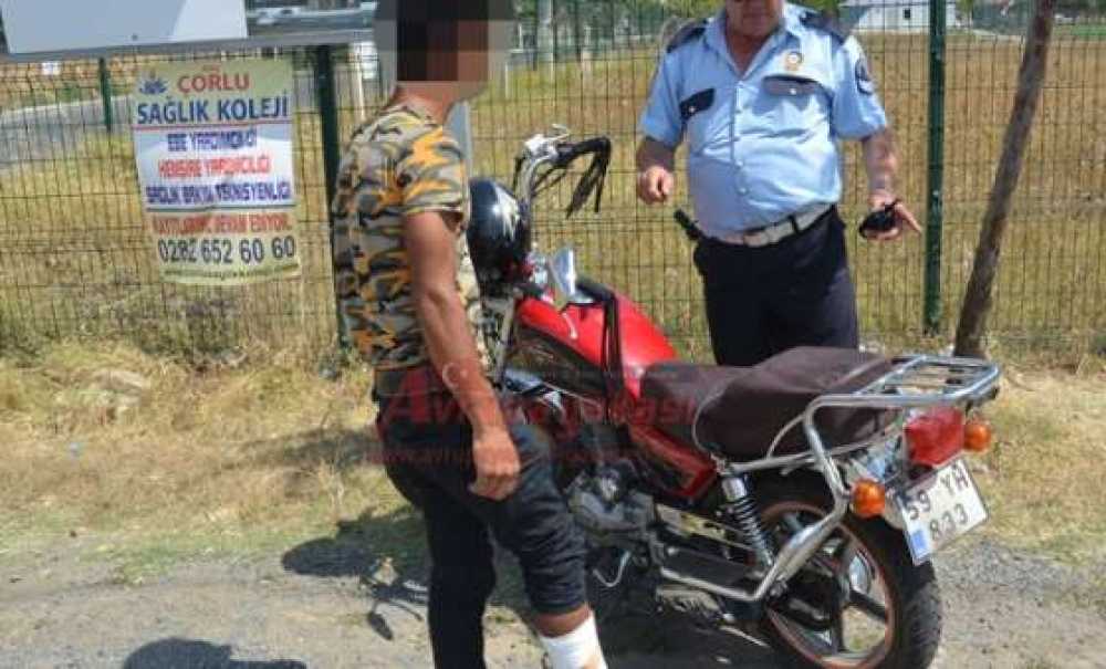 Kırık Ayaklı Ehliyetsiz Motosiklet Sürücüsü Şaşırttı
