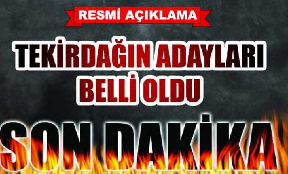 Tekirdağ'ın Milletvekilleri Adayları