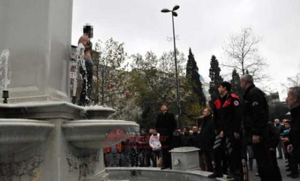 Süs Havuzunun Üstüne Çıktı İntihara Kalkıştı