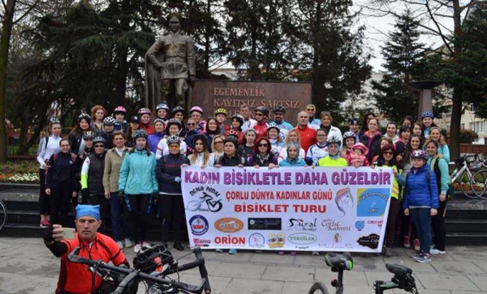 Çorlu'da Kadınlardan Bisiklet Turu Etkinliği