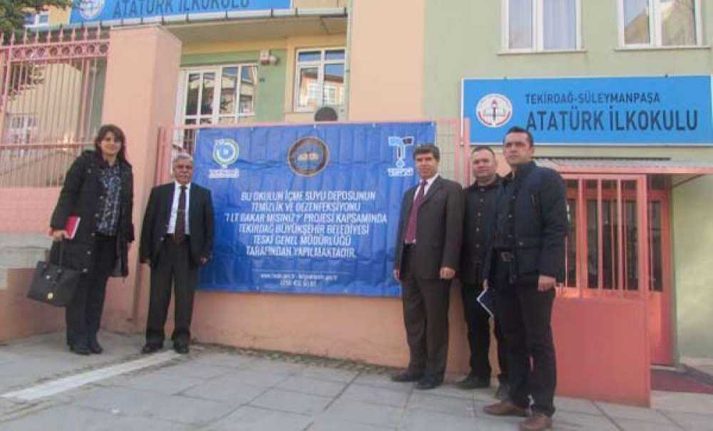 Okullardaki Su Depoları Teski Tarafından Temizleniyor