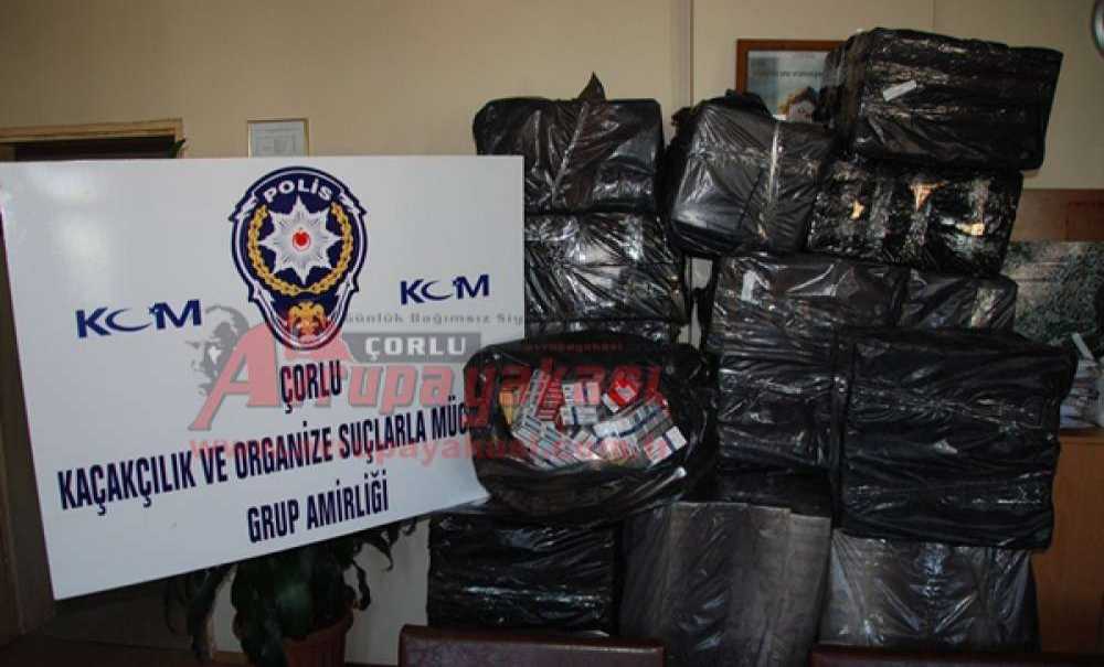 Çorlu'da Kaçak Sigara Ele Geçirildi