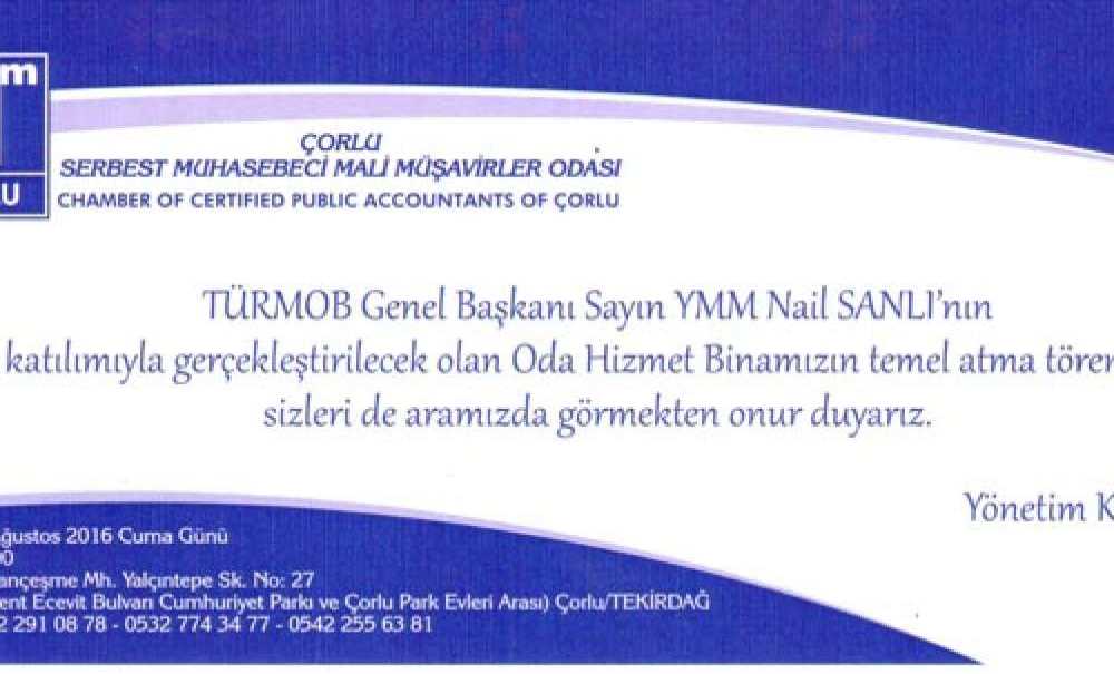 Çorlu Smmmo Hizmet Binasının Temelini Atacak