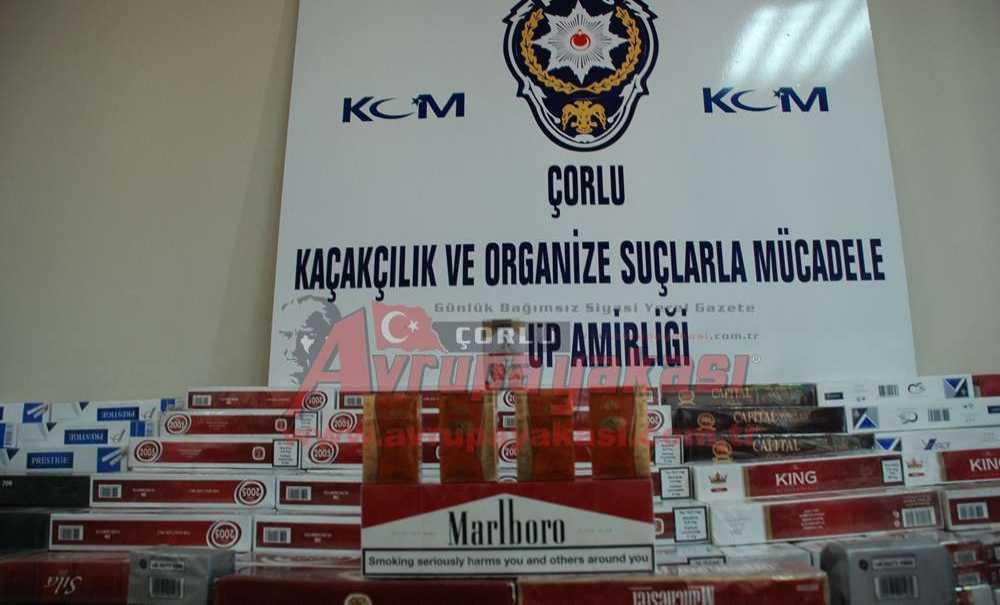 Çorlu'da Kaçak Sigara Ele Geçirildi