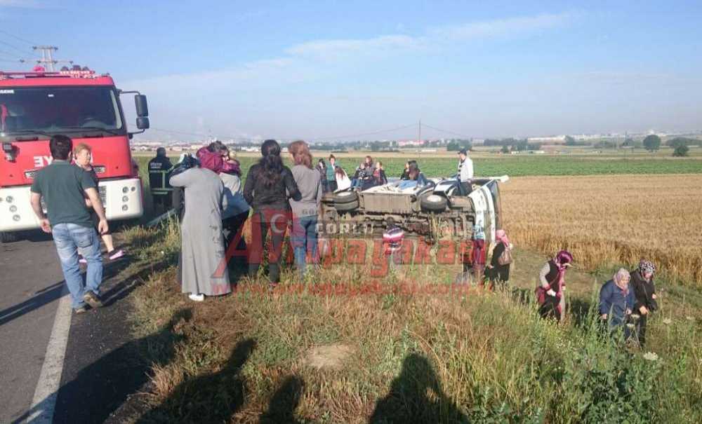 Ergene'de Işçi Servisi Devrildi 18 Yaralı