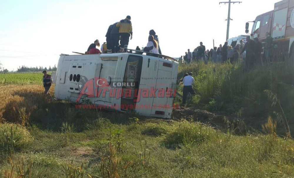 Ergene'de Işçi Servisi Devrildi 18 Yaralı
