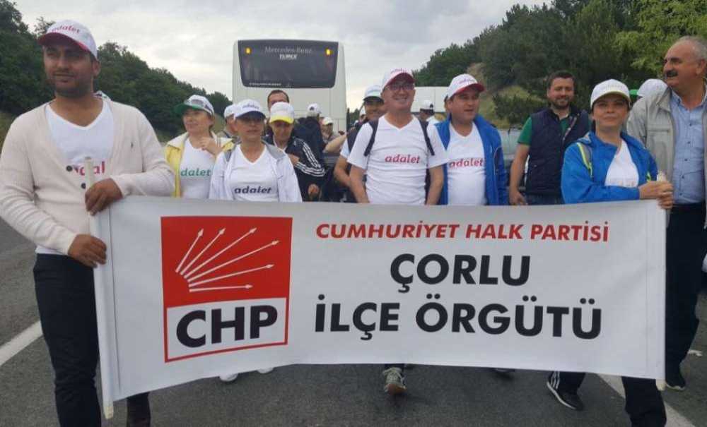 Chp Çorlu İlçe Örgütü'nden Adalet Yürüyüşüne Destek
