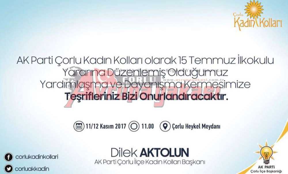 Ak Parti Kadın Kollarından 15 Temmuz İlkokulu Yararına Kermes
