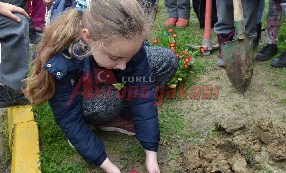 Öğrenciler Çiçek Dikti