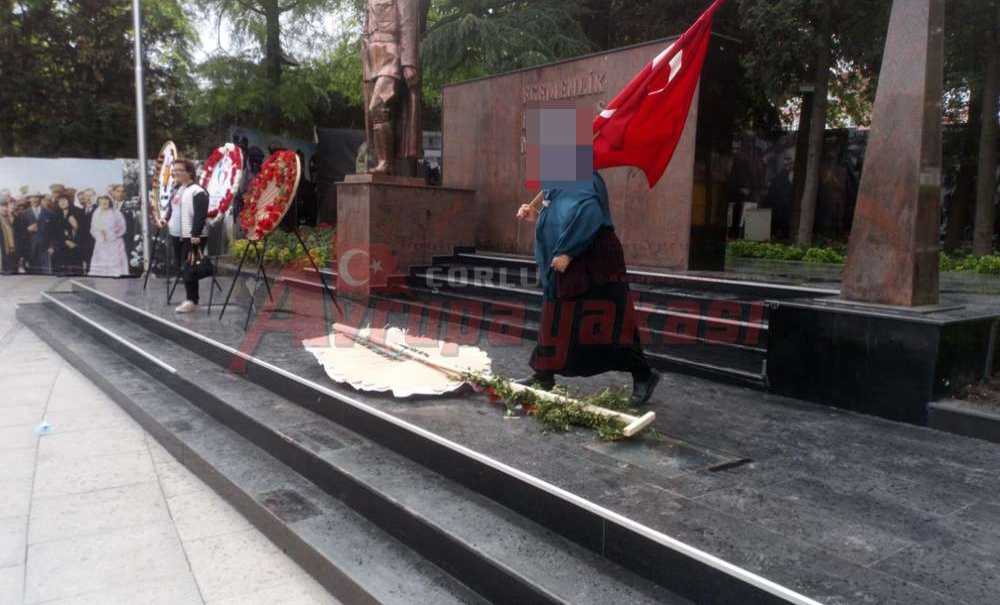 Çelenklere Zarar Veren Kadın Serbest Bırakıldı