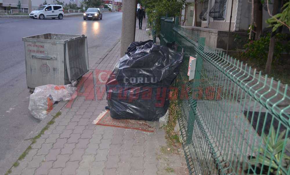 Çöp Poşetleri Kaldırıma Gelişigüzel Bırakıldı