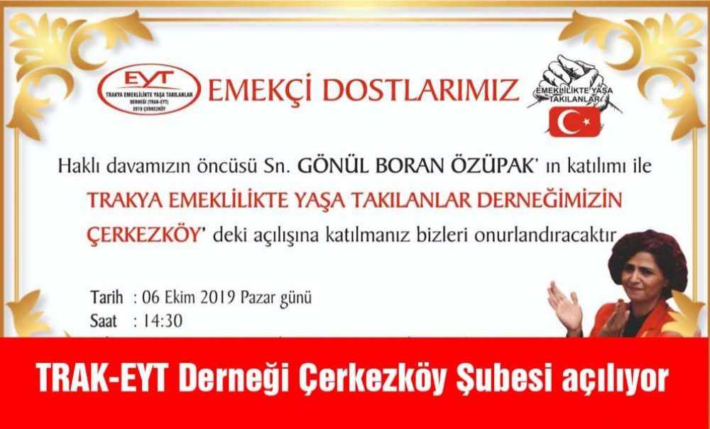 Trak-Eyt Derneği Çerkezköy'de Açılıyor