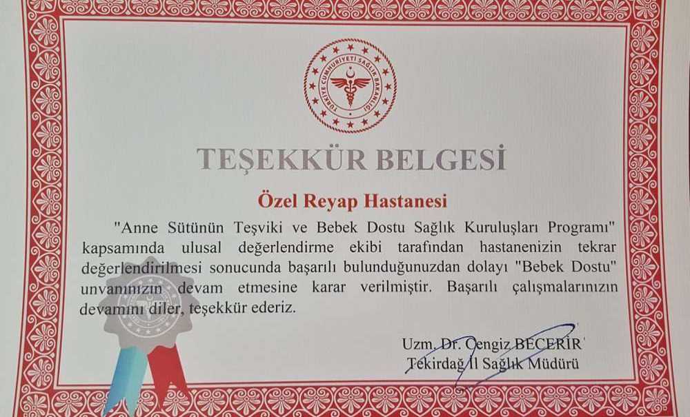 Reyap Hastanesi'nden Bir Başarı Daha