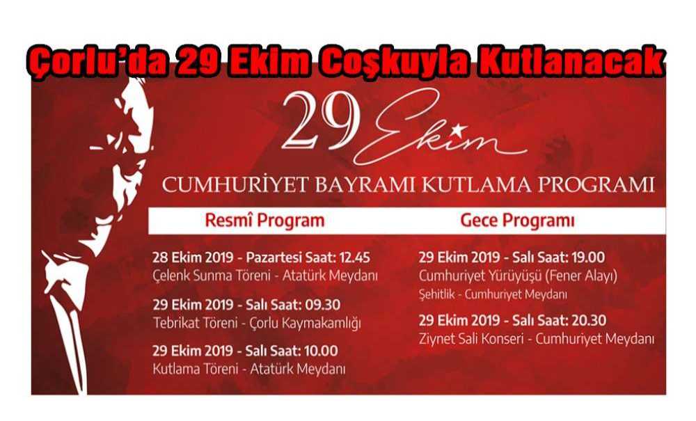 Çorlu'da 29 Ekim Coşkuyla Kutlanacak