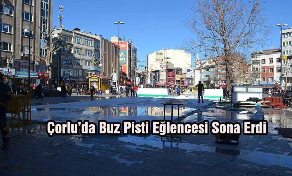 Çorlu'da Buz Pisti Eğlencesi Sona Erdi
