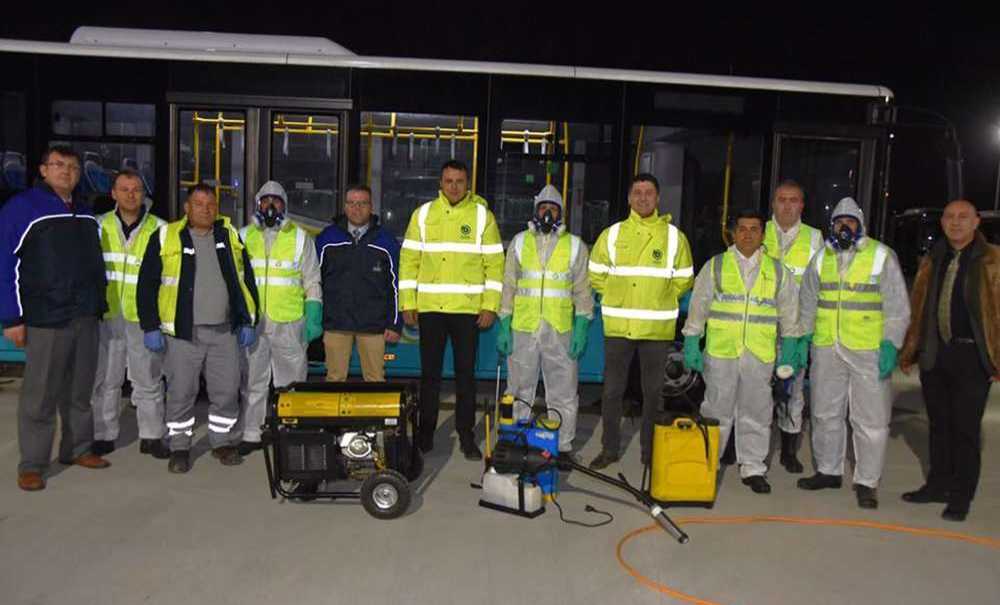 Otobüsler Virüse Karşı Dezenfekte Ediliyor