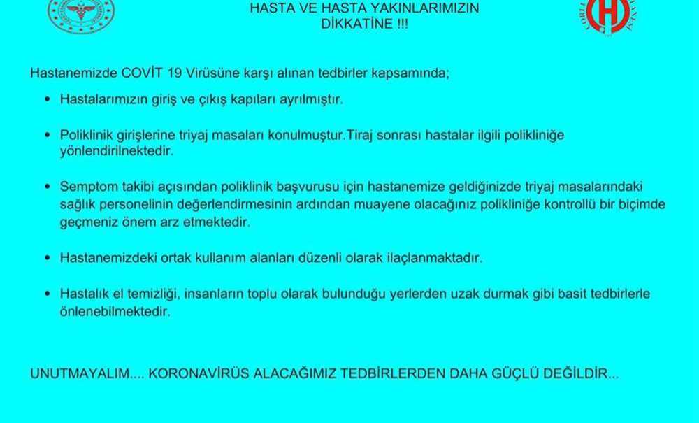 Çorlu Devlet Hastanesi'nden Virüs Açıklaması