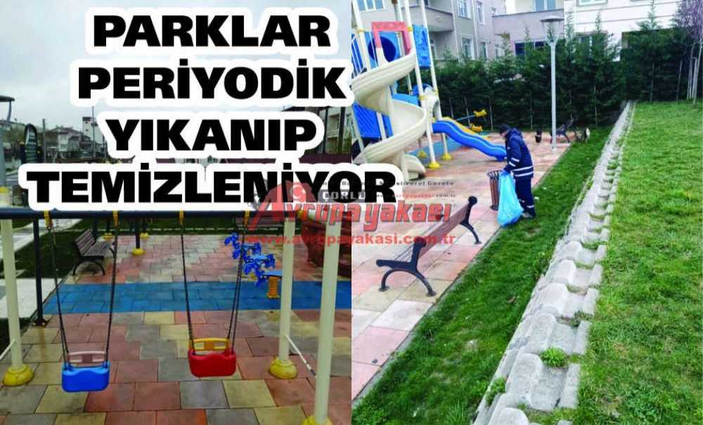 Parklar Periyodik Yıkanıp Temizleniyor