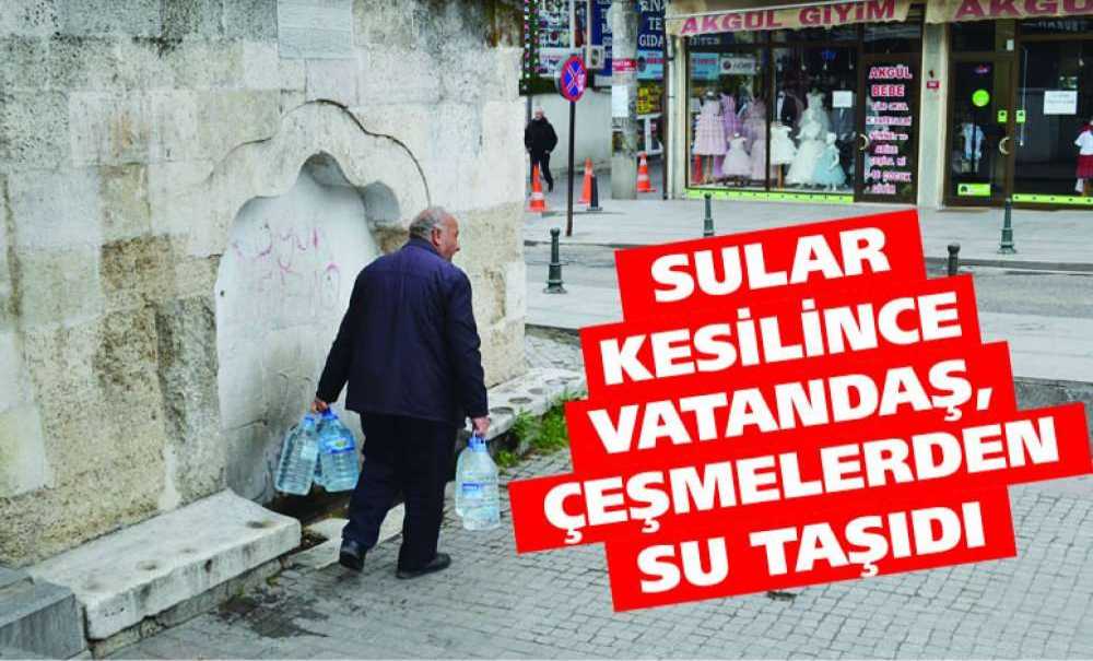 Sular Kesilince Vatandaş, Çeşmelerden Su Taşıdı