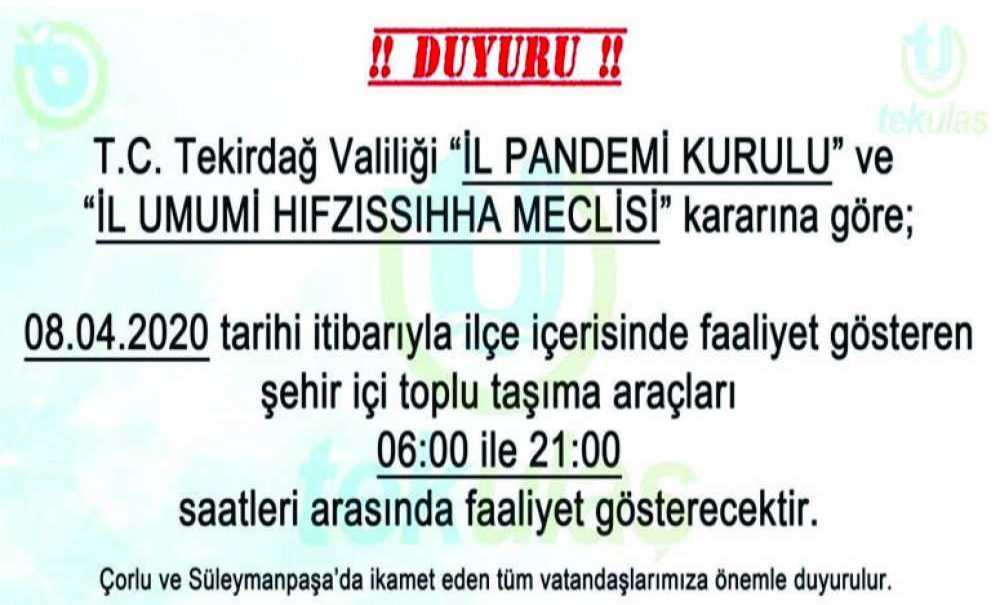 Belediye Otobüslerinin Çalışma Saatleri Değişti