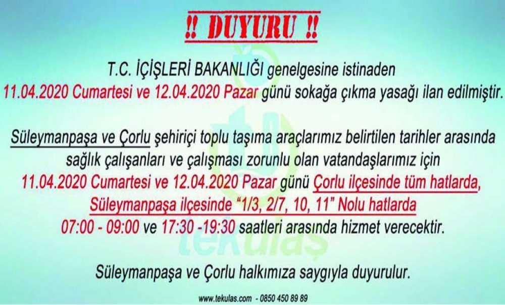 Otobüsler Belirli Saatler Arasında Çalıştı