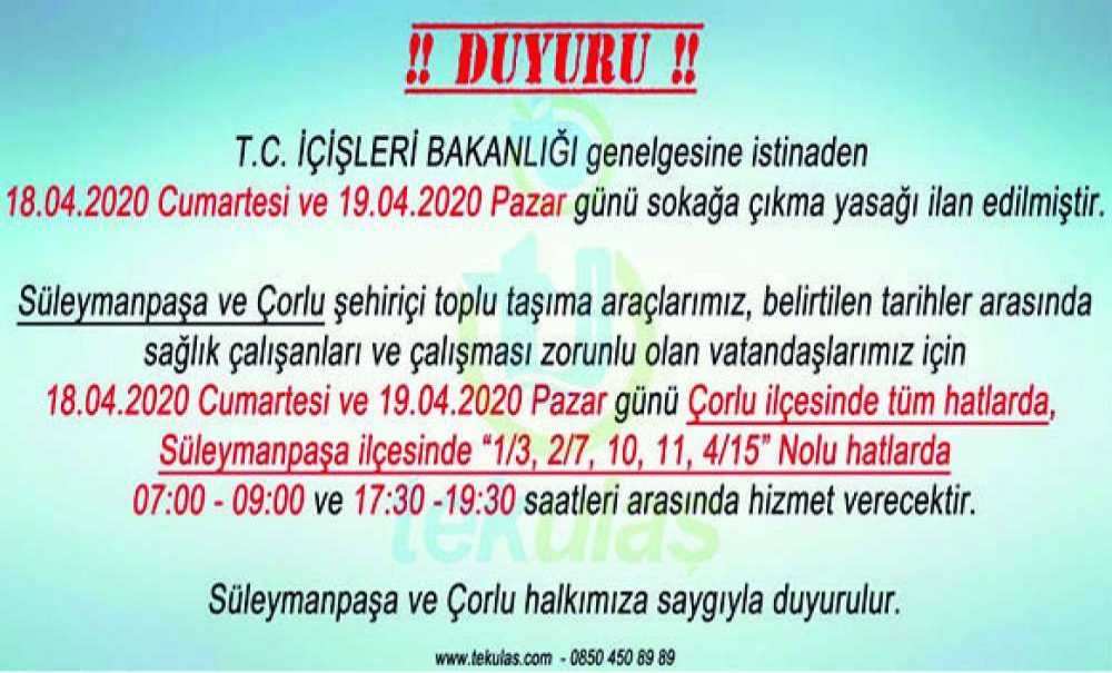 Hafta Sonu Otobüslerin Çalışma Saatleri Değişiyor