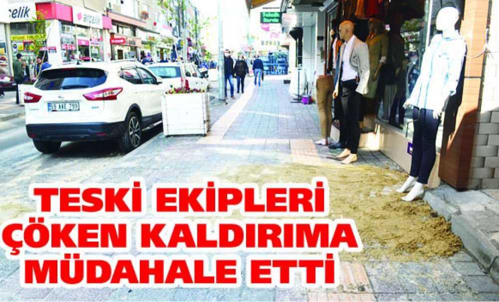 Teski Ekipleri Çöken Kaldırıma Müdahale Etti
