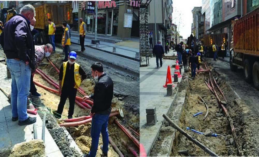 Kumyol Caddesi'ndeki Kablolarla İlgili Çalışma Yapıldı