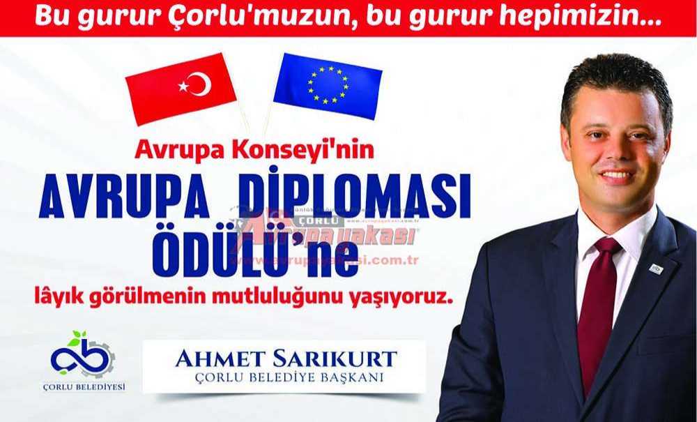 Avrupa Konseyi'nden Çorlu Belediyesi'ne Büyük Ödül