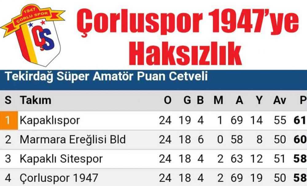 Çorluspor 1947'ye Haksızlık