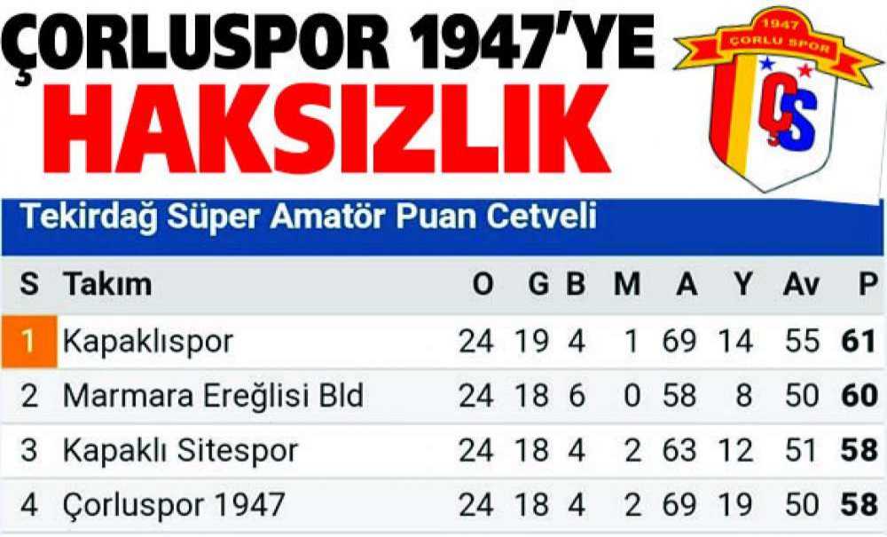 Çorluspor 1947'ye Haksızlık