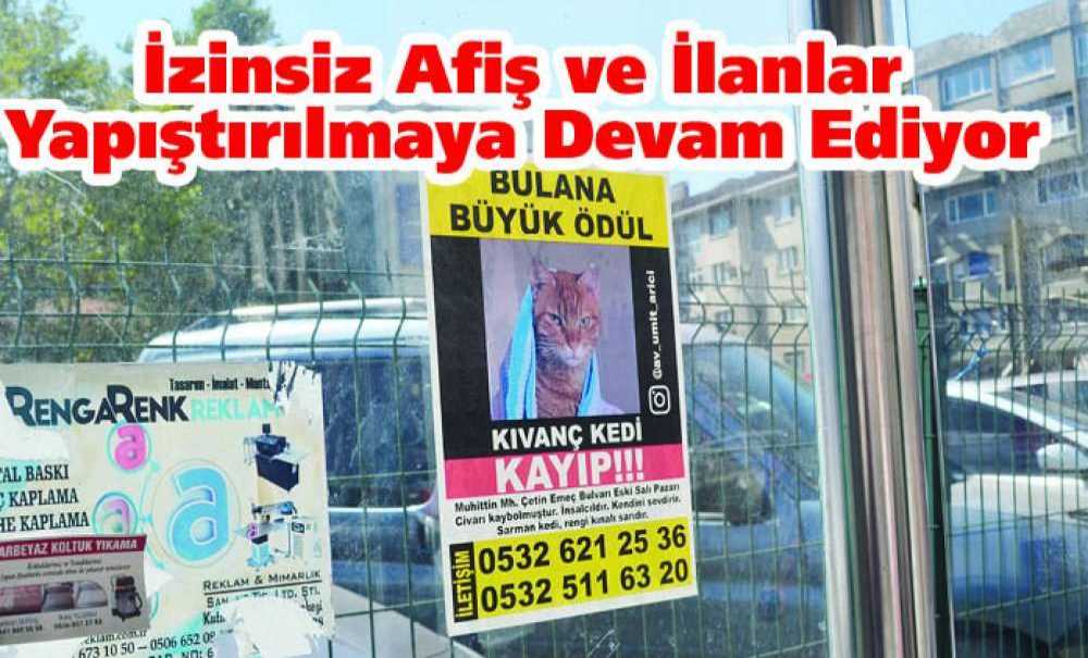 İzinsiz Afiş Ve İlanlar Yapıştırılmaya Devam Ediyor