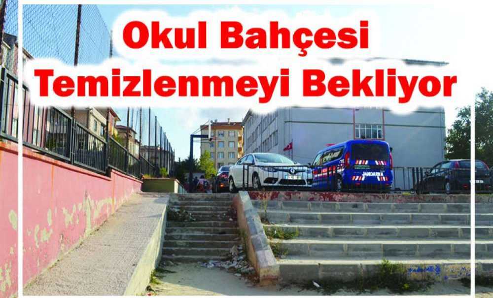 Okul Bahçesi Temizlenmeyi Bekliyor