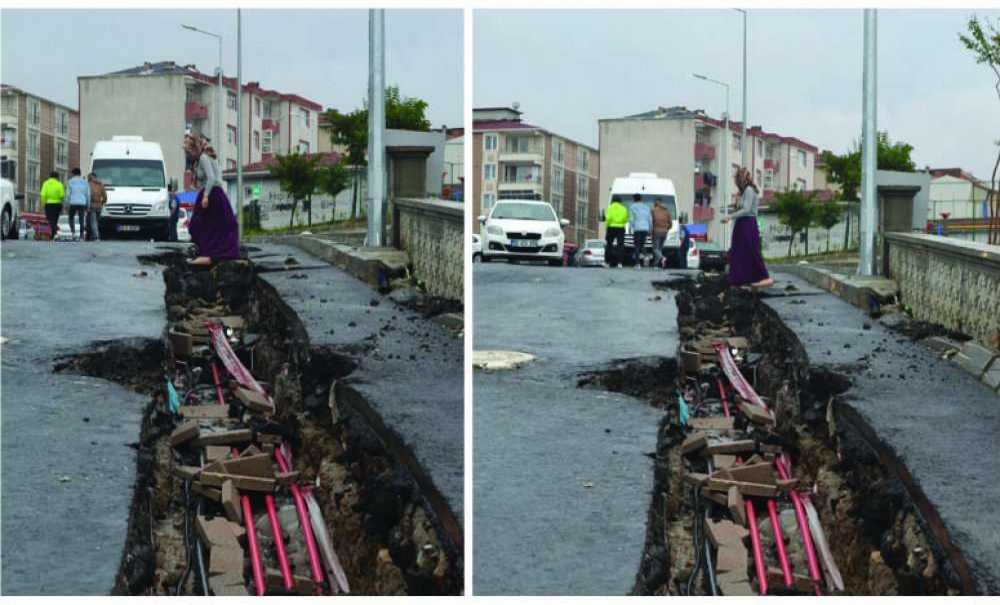 Yolda Derin Çukur Oluşunca, Vatandaşlar Tepki Gösterdi