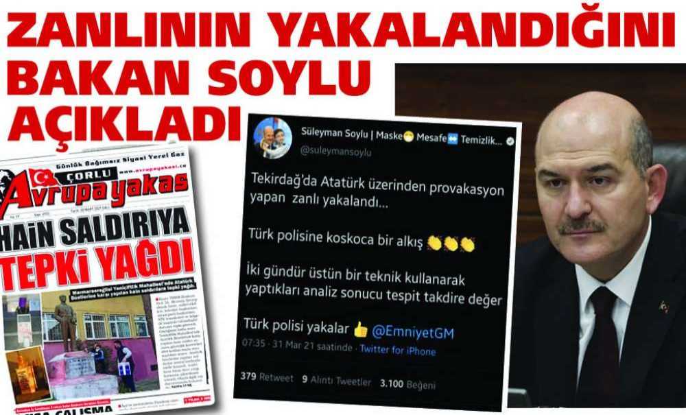 Zanlının Yakalandığını Bakan Soylu Açıkladı