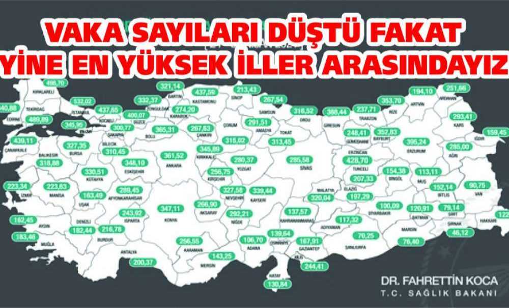 Vaka Sayıları Düştü Fakat Yine En Yüksek İller Arasındayız