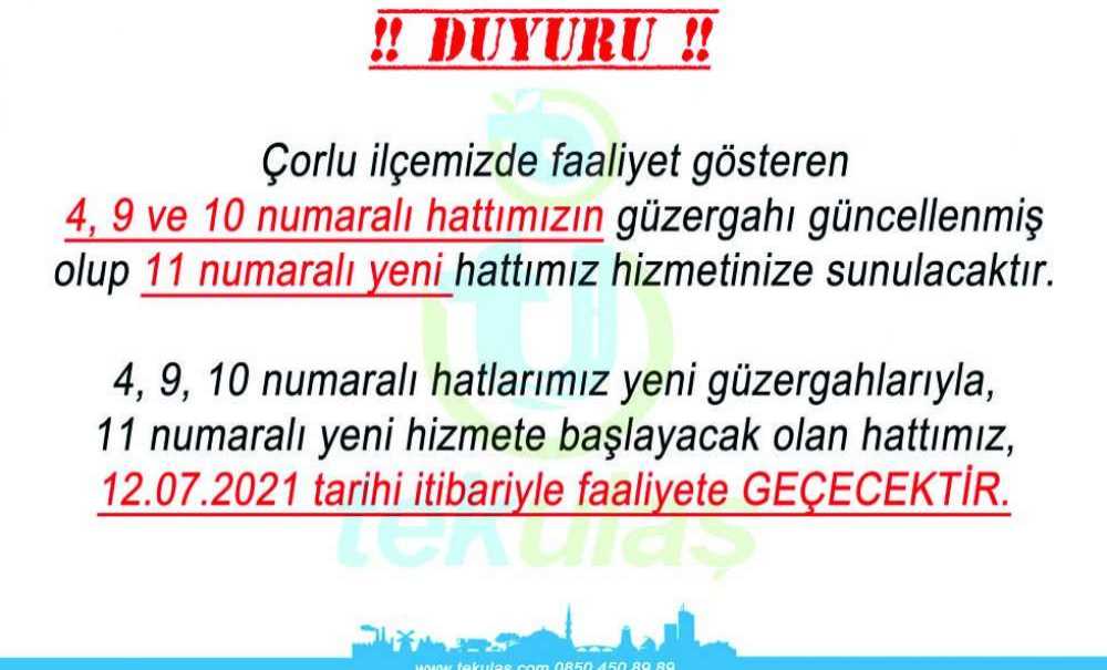 Bazı Hatlarda Güzergahlar Değişti